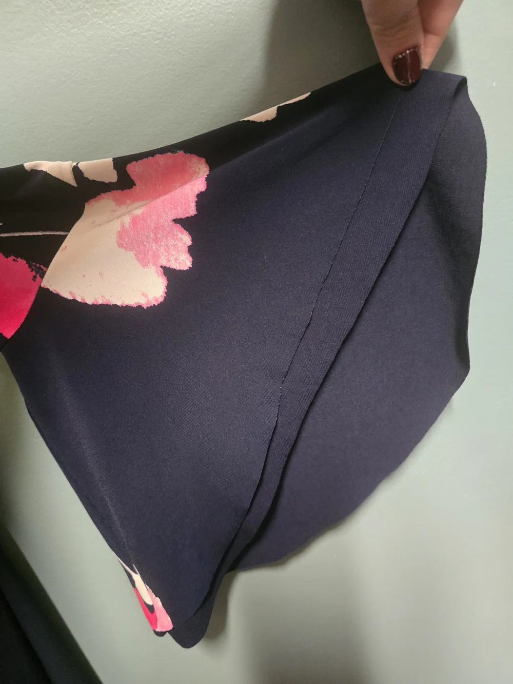 Lauren Ralph Lauren Navy Pink Floral Dress Drapey Bell Sleeves